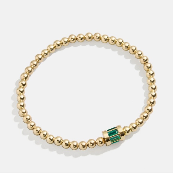 Gold beaded and emerald crystal stretch bracelet NWT could be May birthstone - Picture 1 of 8